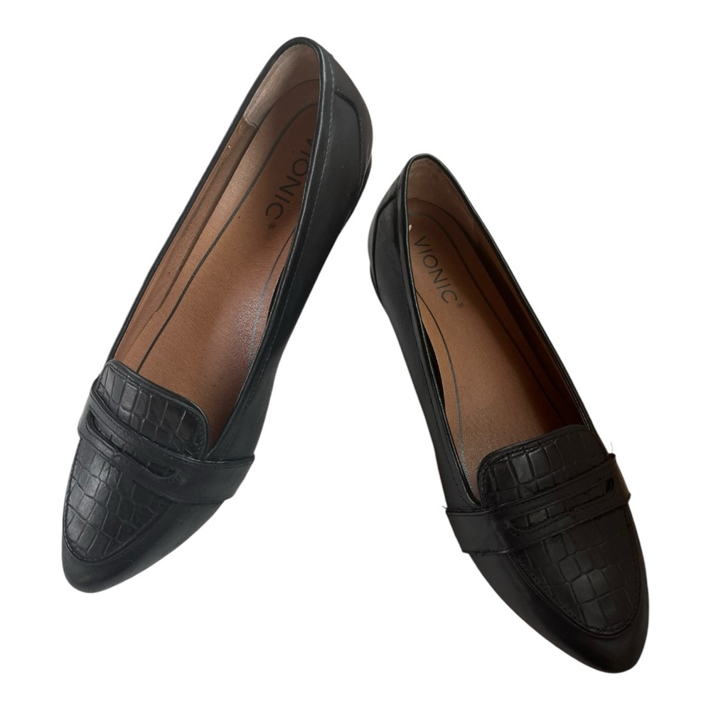 Vionic Black Crocodile Skin Savannah Loafer 7.5 M